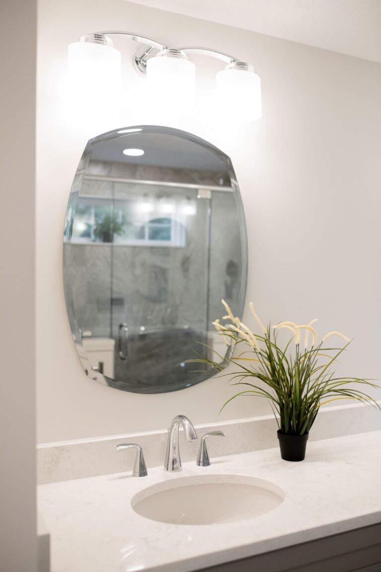 Aileen Drive Mentor Residence Bathroom Sink and Mirror